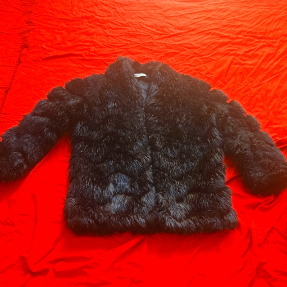 Heartloom Black Faux Fur Coat XS